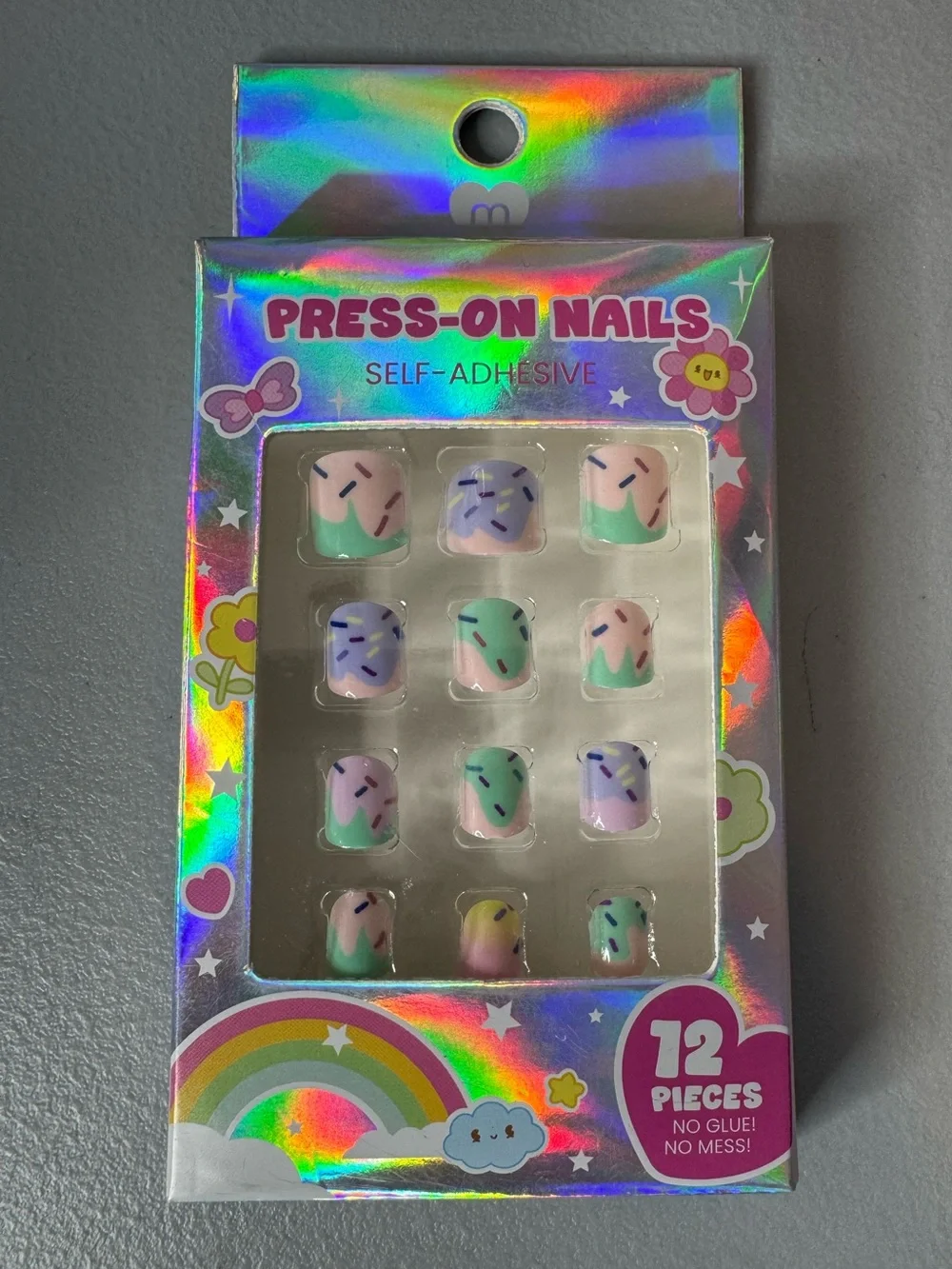 Press-On Nails Self-Adhesive Pastel Sprinkle Design - 12 Pieces cupcake confetti